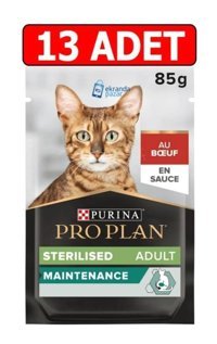 Pro Plan Pouch Kısırlaştırılmış Sığır Eti Yetişkin Yaş Kedi Maması 13x85 gr