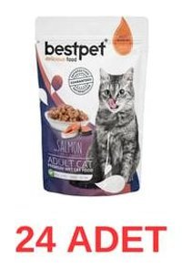Bestpet Somonlu Jöleli Yetişkin Yaş Kedi Maması 24x85 gr