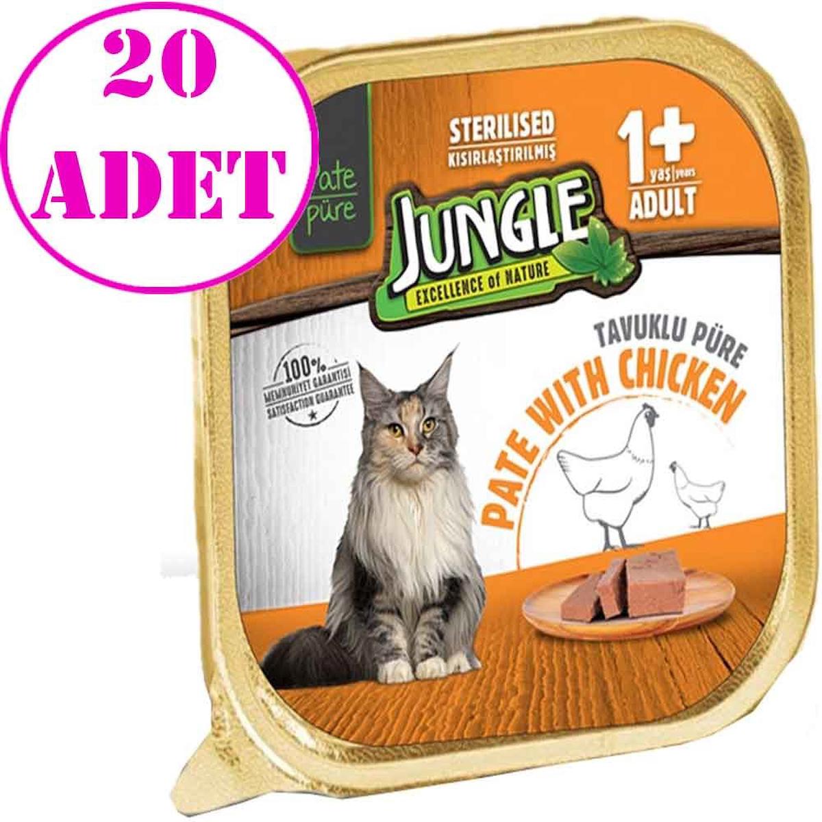 Jungle Kısırlaştırılmış Tavuk Ezme Yetişkin Yaş Kedi Maması 20x100 gr