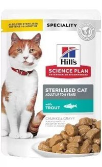Hill's Science Plan Kısırlaştırılmış Alabalık Soslu Yetişkin Yaş Kedi Maması 12x85 gr