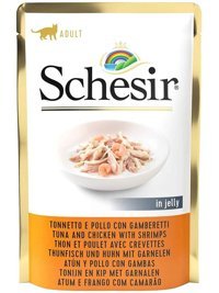 Schesir Karides Tavuk Ton Balığı Jöleli Yetişkin Yaş Kedi Maması 85 gr