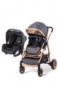Baby Care BC 315 Katlanabilir Tek Elle Kapanan Travel Sistem Bebek Arabası Gold Siyah