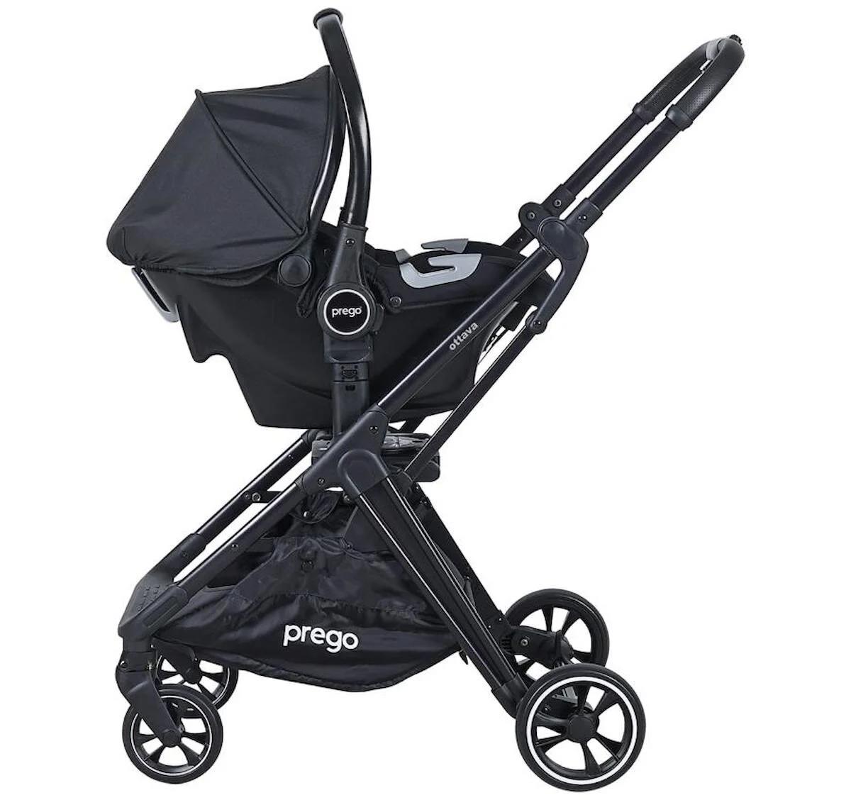 Prego Ottava Katlanabilir 360 Derece Dönen Travel Sistem Bebek Arabası Siyah