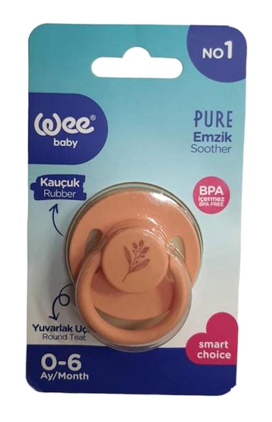 Wee Baby Pure 0-6 Ay Ortodontik Yenidoğan Kiraz Uçlu Kauçuk Emzik Turuncu