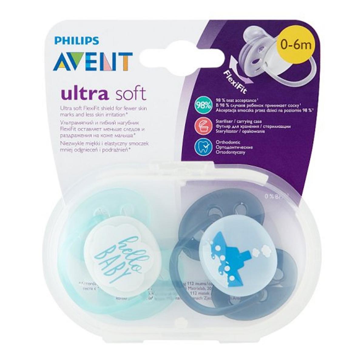 Philips Avent 0-6 Ay Delikli Ortodontik Yenidoğan Kiraz Uçlu Damaklı Silikon Emzik Mavi