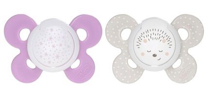 Chicco 16-36 Ay Delikli Ortodontik Kiraz Uçlu Damaklı Silikon Emzik Krem Mor