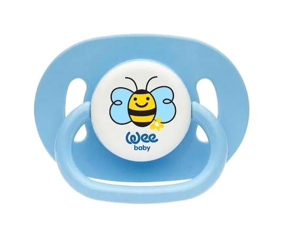 Wee Baby Wee- 830 6-18 Ay Ortodontik Kiraz Uçlu Damaklı Silikon Emzik Mavi