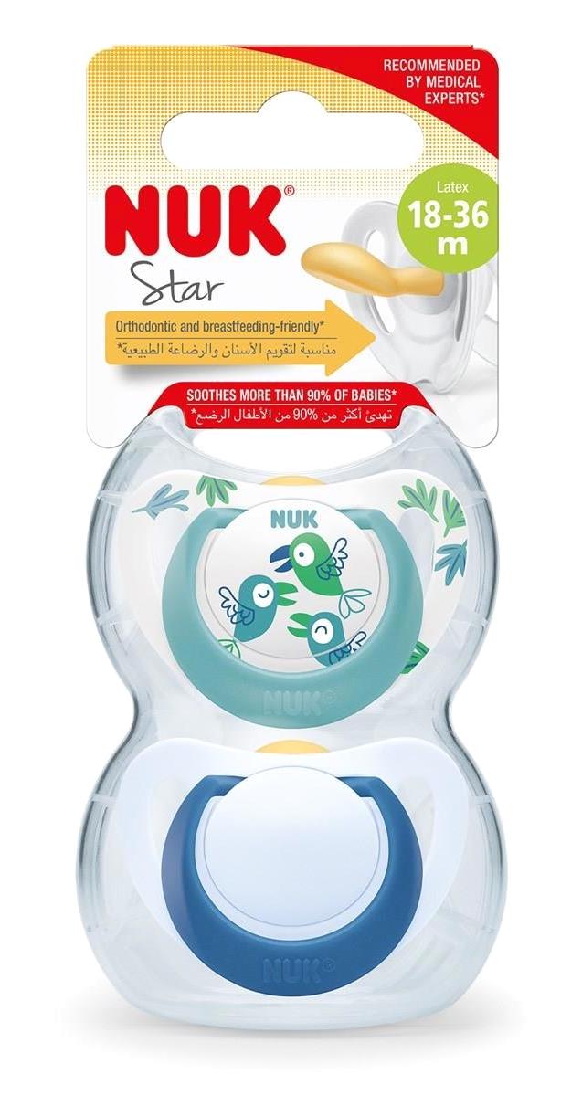 Nuk Star 18-36 ay Ortodontik Damaklı Kauçuk Emzik Mavi