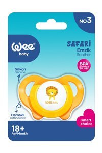 Wee Baby Safari 18 Ay+ Ortodontik Damaklı Silikon Emzik Turuncu