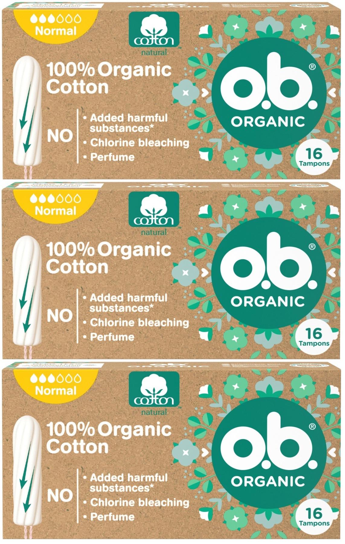 O.B. Organic Cotton Normal Tampon 3x16'lı