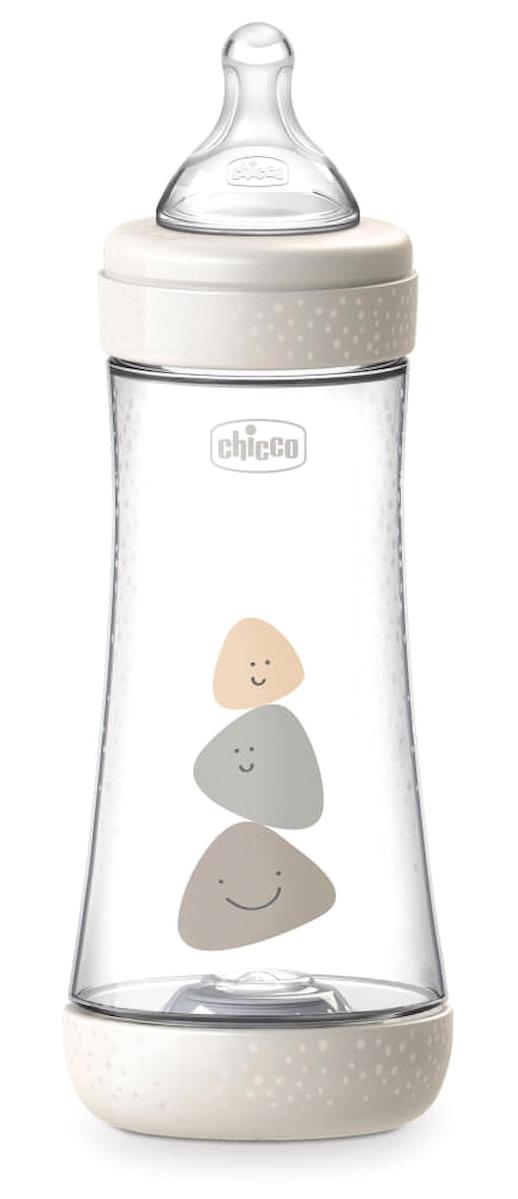 Chicco Perfect5 Silikon Gaz Yapmayan Antikolik 4+ Ay Desenli Krem Biberon 300 ml