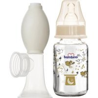 Bambino Silikon Yenidoğan Yavaş Akışlı 0-6 Ay Desenli Krem Biberon 125 ml
