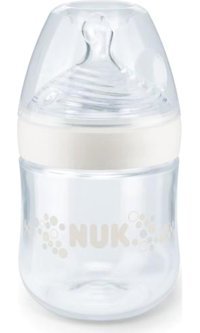 Nuk Silikon Yenidoğan 0-6 Ay Desenli Beyaz Biberon 150 ml