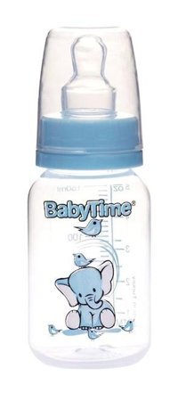 Baby Time Silikon Gaz Yapmayan Antikolik Yenidoğan Yavaş Akışlı 0-18 Ay Desenli Mavi Damaklı Biberon 150 ml