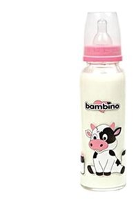 Bambino Silikon Yenidoğan 0+ Ay Desenli Pembe Biberon 125 ml