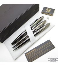 Scrikss 35 3'lü Set Titanium Ahşap Deri Kutulu Dolma Kalem