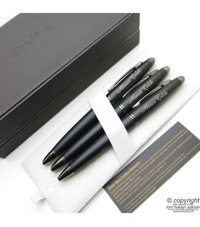 Scrikss 88 3'lü Set Mat Siyah Deri Dolma Kalem
