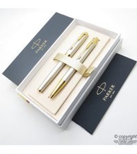 Parker Premium Desenli Saten Altın Dolma Kalem