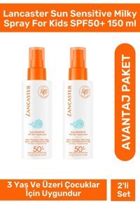 Lancaster Kids 50 Faktör Tüm Ciltler İçin Leke Karşıtı Nemlendirici Yağsız Suya Dayanıklı Yüz ve Vücut Güneş Kremi 2x150 ml
