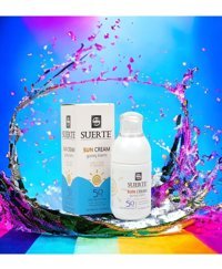 Suerte Sun Cream 50 Faktör Tüm Ciltler İçin Leke Karşıtı Nemlendirici Yağsız Suya Dayanıklı Yüz ve Vücut Güneş Kremi 100 ml