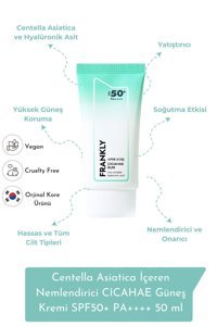 Frankly 50 Faktör Tüm Ciltler İçin Nemlendirici Suya Dayanıklı Yüz Güneş Kremi 50 ml