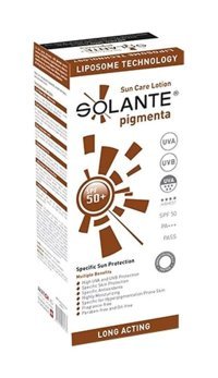 Solante Pigment 50 Faktör Tüm Ciltler İçin Leke Karşıtı Nemlendirici Yağsız Suya Dayanıklı Yüz ve Vücut Güneş Kremi 50 ml