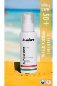 Dr Milano Premio 50 Faktör Tüm Ciltler İçin Leke Karşıtı Nemlendirici Yağsız Suya Dayanıklı Yüz ve Vücut Güneş Kremi 50 ml