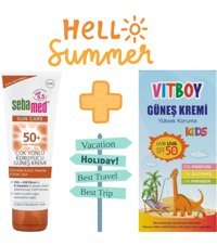 Vitboy Sun Care 50 Faktör Tüm Ciltler İçin Leke Karşıtı Nemlendirici Yağsız Suya Dayanıklı Yüz ve Vücut Güneş Kremi 75 ml