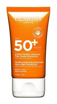 Clarins Solaire 50 Faktör Tüm Ciltler İçin Leke Karşıtı Nemlendirici Yağsız Suya Dayanıklı Yüz Güneş Kremi 50 ml