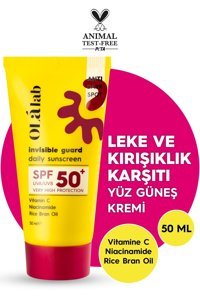 Olalab 50 Faktör Tüm Ciltler İçin Leke Karşıtı Nemlendirici Suya Dayanıklı Yüz ve Vücut Güneş Kremi 50 ml