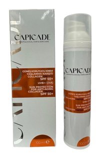Capicade For Anti-Aging Collagen 50 Faktör Tüm Ciltler İçin Nemlendirici Suya Dayanıklı Yüz Güneş Kremi 50 ml