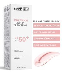 Bopp Glo Renkli 50 Faktör Tüm Ciltler İçin Nemlendirici Kapatıcılı Suya Dayanıklı Yüz Güneş Kremi 50 ml
