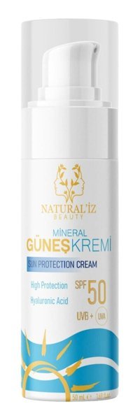 Naturaliz Beauty 50 Faktör Tüm Ciltler İçin Leke Karşıtı Nemlendirici Yağsız Suya Dayanıklı Yüz ve Vücut Güneş Kremi 50 ml