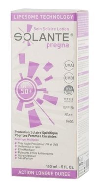 Solante Pregna 50 Faktör Tüm Ciltler İçin Nemlendirici Suya Dayanıklı Yüz Güneş Losyonu 50 ml