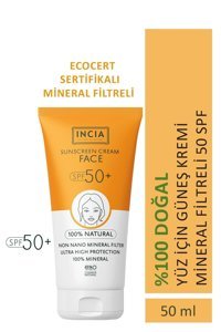 Incia 50 Faktör Tüm Ciltler İçin Leke Karşıtı Nemlendirici Suya Dayanıklı Yüz ve Vücut Güneş Kremi 50 ml