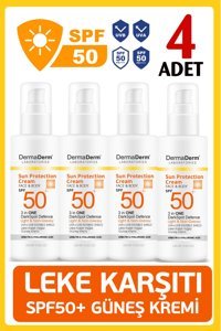 Dermaderm 50 Faktör Tüm Ciltler İçin Leke Karşıtı Nemlendirici Yağsız Suya Dayanıklı Yüz ve Vücut Güneş Kremi 4x100 ml