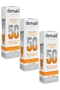 Dermokil Natural Sun 50 Faktör Tüm Ciltler İçin Leke Karşıtı Nemlendirici Yağsız Suya Dayanıklı Yüz Güneş Kremi 3x50 ml