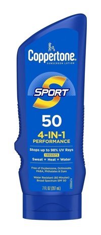 Coppertone Sport 4 in 1 Performance 50 Faktör Tüm Ciltler İçin Leke Karşıtı Nemlendirici Yağsız Suya Dayanıklı Yüz ve Vücut Güneş Kremi 207 ml