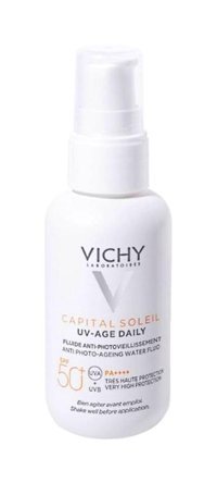 Vichy Uv-Age Daily 50 Faktör Tüm Ciltler İçin Leke Karşıtı Nemlendirici Yaşlanma Karşıtı Yağsız Suya Dayanıklı Yüz Güneş Kremi 40 ml
