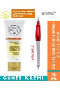 Bee Beauty Face 50 Faktör Tüm Ciltler İçin Leke Karşıtı Nemlendirici Aydınlatıcı Yağsız Suya Dayanıklı Yüz Güneş Kremi 50 ml