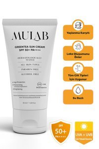 Mulab Greentea Sun Cream 50 Faktör Tüm Ciltler İçin Nemlendirici Suya Dayanıklı Yüz ve Vücut Güneş Kremi 50 ml