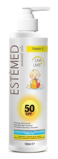 Estemed 50 Faktör Tüm Ciltler İçin Nemlendirici Suya Dayanıklı Yüz Güneş Kremi 100 ml