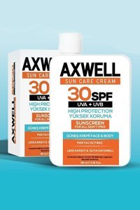 Axwell Sun Care 30 Faktör Tüm Ciltler İçin Nemlendirici Suya Dayanıklı Yüz Güneş Kremi 100 ml