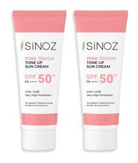 Si̇noz 50 Faktör Tüm Ciltler İçin Leke Karşıtı Nemlendirici Yağsız Suya Dayanıklı Yüz Güneş Kremi 2x50 ml