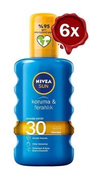 Nivea 30 Faktör Tüm Ciltler İçin Nemlendirici Suya Dayanıklı Yüz ve Vücut Güneş Kremi 6x200 ml