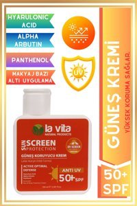 Lavita Kozmetik 50 Faktör Tüm Ciltler İçin Nemlendirici Suya Dayanıklı Yüz Güneş Kremi 50 ml