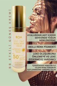 Roa Bitkisel Renkli 50 Faktör Tüm Ciltler İçin Nemlendirici Kapatıcılı Suya Dayanıklı Yüz Güneş Kremi 50 ml