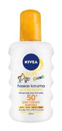 Nivea Sun Spy Çocuk 50 Faktör Tüm Ciltler İçin Leke Karşıtı Nemlendirici Yağsız Suya Dayanıklı Yüz ve Vücut Güneş Kremi 200 ml