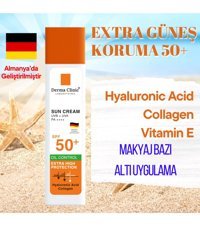 Derma Clinic Sun Cream 50 Faktör Tüm Ciltler İçin Leke Karşıtı Nemlendirici Yaşlanma Karşıtı Yağsız Suya Dayanıklı Yüz ve Vücut Güneş Kremi 50 ml