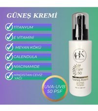 Bk Burçi̇n Kilavuz 50 Faktör Tüm Ciltler İçin Leke Karşıtı Nemlendirici Yağsız Suya Dayanıklı Yüz ve Vücut Güneş Kremi 100 ml